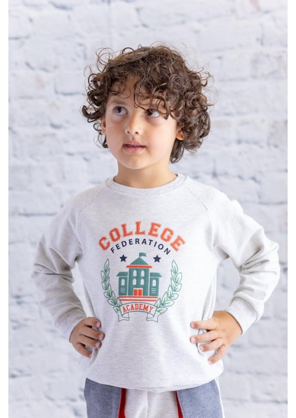 Erkek Çocuk Reglan Baskılı Sweatshirt - Grimelanj