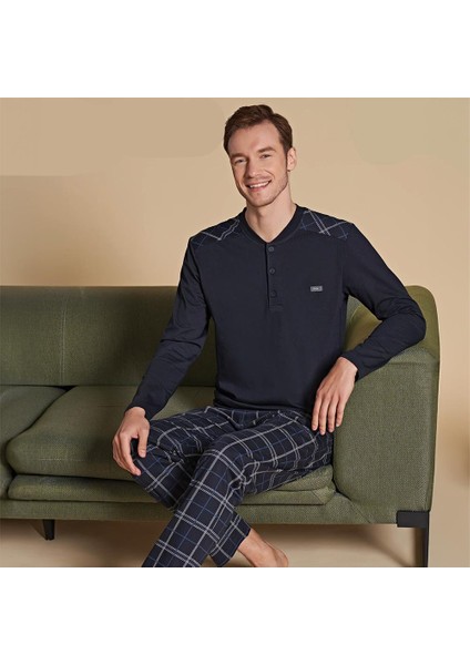 Over Sleep 1503 Erkek Kışlık Uzun Kol Pijama Takım