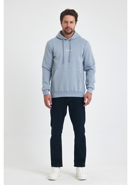 3 İp Şardonlu Kapuşonlu Baskılı Cepli Sweatshirt 5281