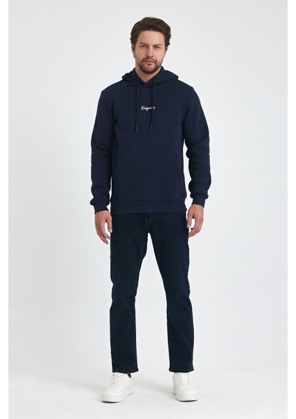 3 İp Şardonlu Kapuşonlu Baskılı Cepli Sweatshirt 5281 indirimleri