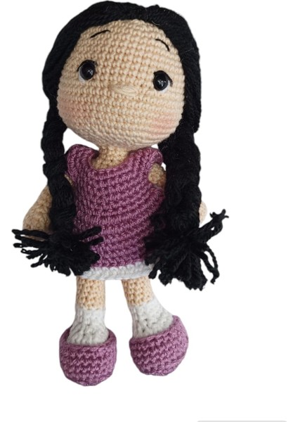 Amigurumi Saçı Örgülü Ayakkabısı Çıkıyor Elbiseli Kız Çocuk Tüm Yaş Grupları Için