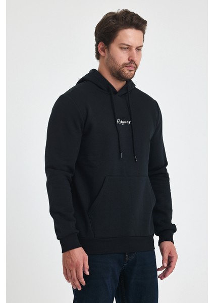 3 İp Şardonlu Kapuşonlu Baskılı Cepli Sweatshirt 5281