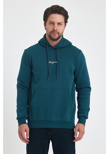 3 İp Şardonlu Kapuşonlu Baskılı Cepli Sweatshirt 5281