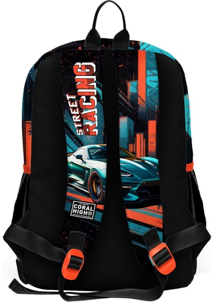 Coral Hıgh Siyah Nefti Yarış Arabası Desenli 3 Lü Okul Çantası Seti fırsatları