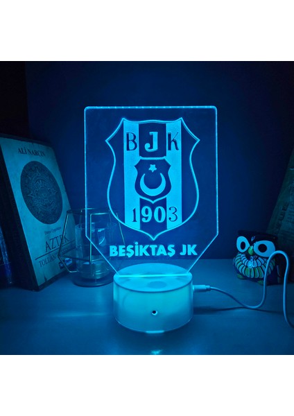 Beşiktaş 3D gece Lambası. 16 Renk + Dokunmatik Ve Uzaktan Kumandalı Işık. Kişiye Özel! Lambanızı kişiselleştiriyoruz!