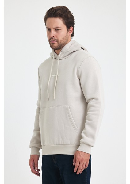 3 İp Şardonlu Kapuşonlu Baskılı Cepli Sweatshirt 5281