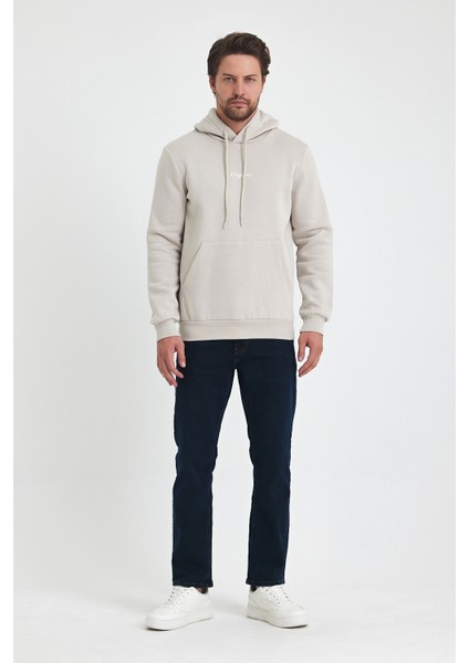3 İp Şardonlu Kapuşonlu Baskılı Cepli Sweatshirt 5281