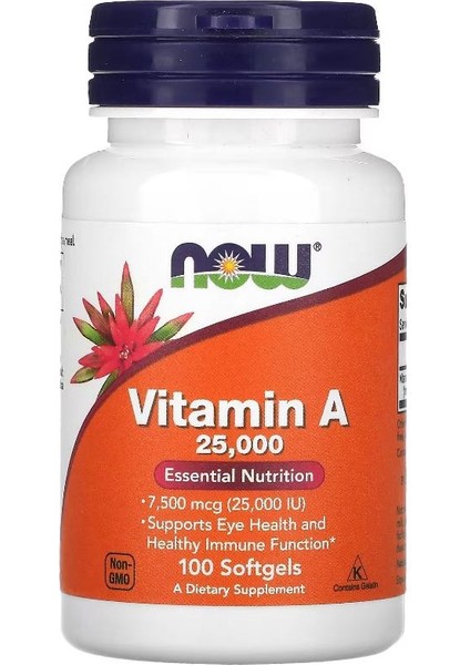 Foods Now Foods, Vitamin A, 7,500 Mcg (25,000 Iu), 100 Softgels