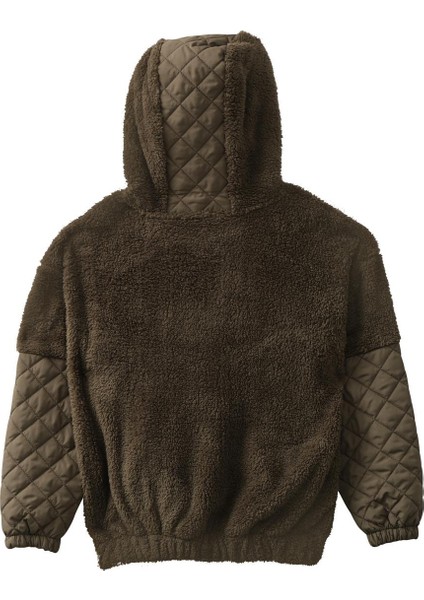 Unisex Çocuk Kapitone Detaylı Peluş Sweatshirt - Haki indirimleri