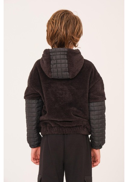 Unisex Çocuk Kapitone Detaylı Peluş Sweatshirt - Siyah fiyatları