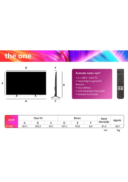 The One 75PUS8909/12 75'' 189 Ekran Uydu Alıcılı 4K Ultra HD Smart Ambilight LED TV