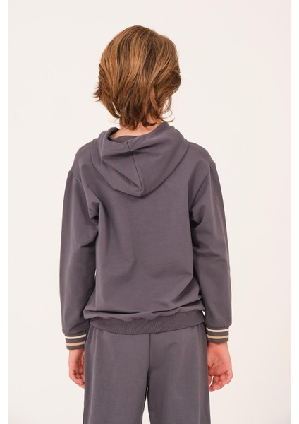 Unisex Çocuk Kapüşonlu Sweatshirt - Antrasit