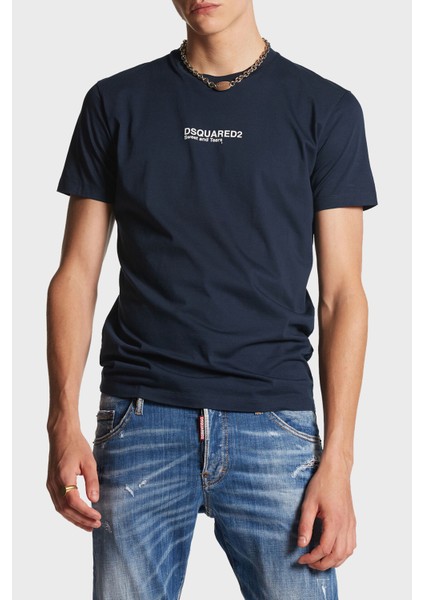 Logolu Pamuklu Bisiklet Yaka T-Shirt Erkek T-Shirt S74GD0946 S23009 478