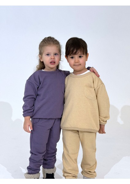 Oversize Üç Iplik Mevsimlik Çocuk Eşofman Takım(Şardonsuz) indirimleri