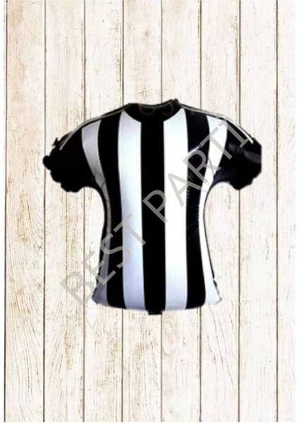 Tarafta Futbol Temalı Siyah-Beyaz Forma Folyo Balon