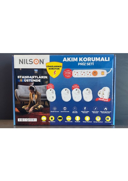 Akım Korumalı Priz Seti 6 Parça