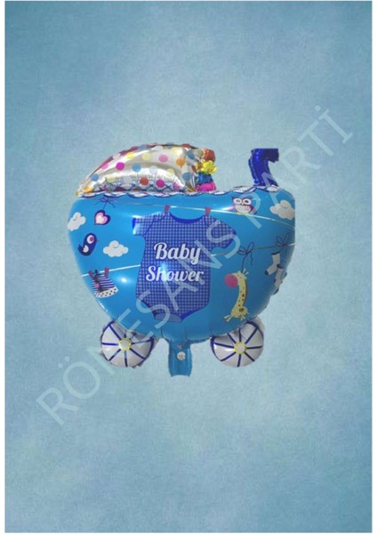 Bebek Puset Folyo Balon Mavi