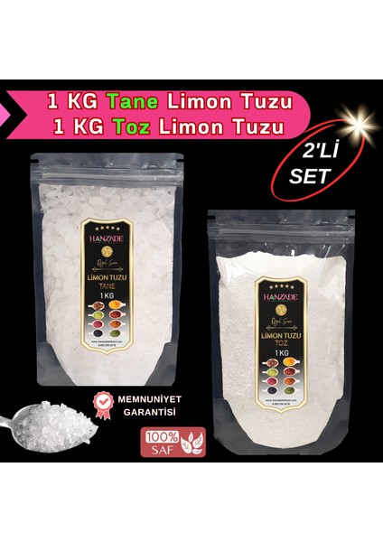 Limon Tuzu Tane 1 kg + Limon Tuzu Toz 1 kg Set