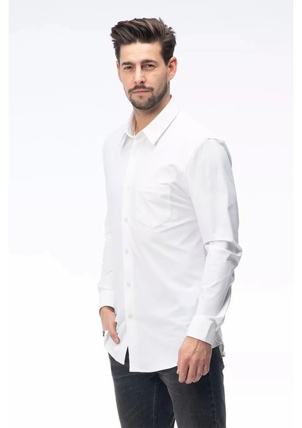 Erkek Ls Sunset Tech Beyaz Gömlek