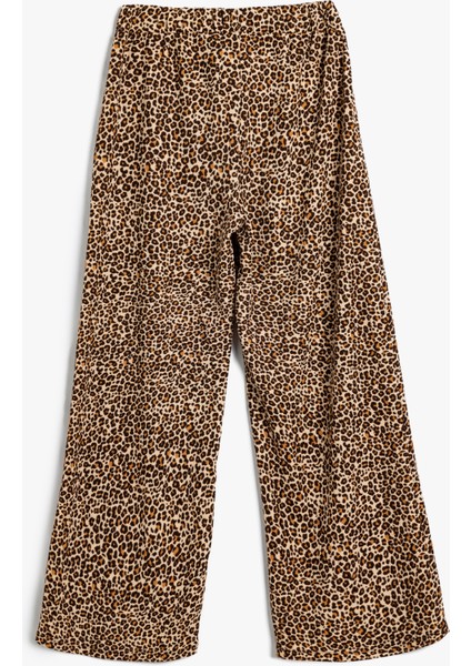 Pantolon Leopar Desenli Beli Lastikli