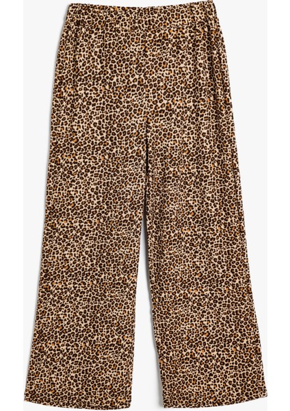 Pantolon Leopar Desenli Beli Lastikli