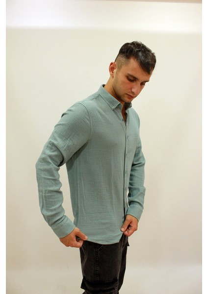 Caz 2043 Uzun Kol Kendinden Dokulu Erkek Gofre Gömlek fırsatları