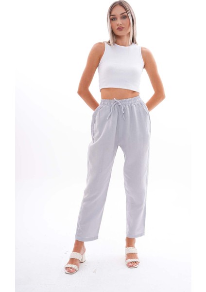 Kadın Boru Paça Müslin Pantolon 240630 -