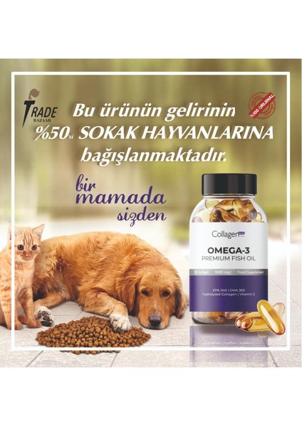 4 Adet Omega-3 Premium Fish Oil 90 Softgel X 1000mg, Balık Yağı, Hidrolize Kolajen