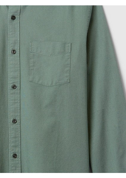 Erkek Yeşil Standart Fit Oxford Gömlek modelleri