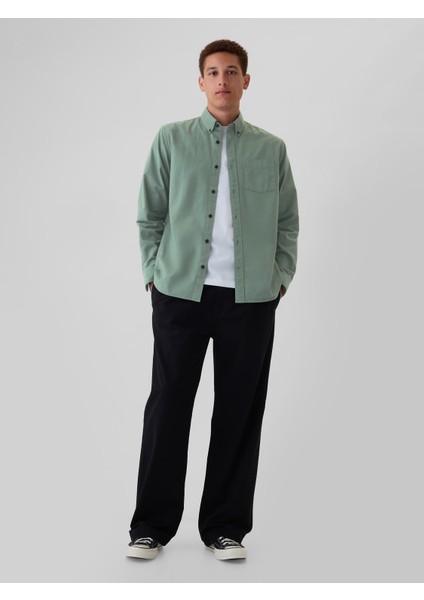Erkek Yeşil Standart Fit Oxford Gömlek fırsatları