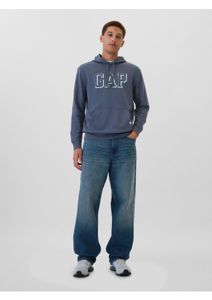 Erkek Koyu Mavi Gap Logo Fransız Havlu Kumaş Sweatshirt