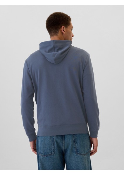 Erkek Koyu Mavi Gap Logo Fransız Havlu Kumaş Sweatshirt