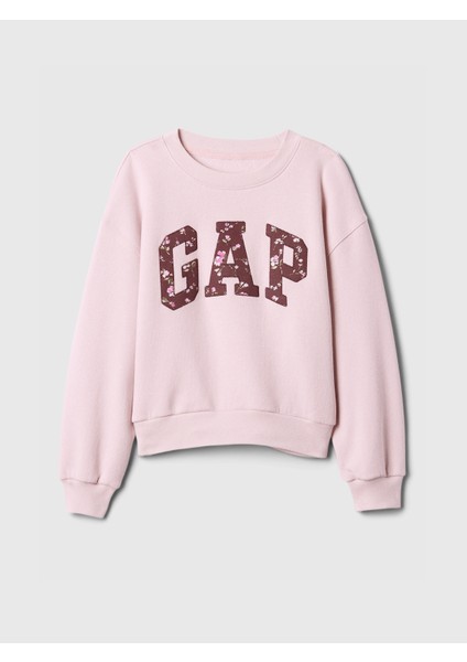 Kız Çocuk Pembe Gap Logo Oversize Fleece Sweatshirt