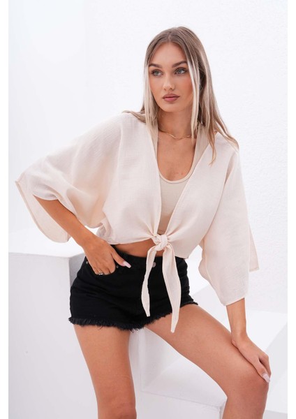 Kadın Önden Bağlamalı Müslin Bolero 240632 -