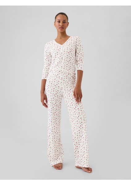 Kadın Kırık Beyaz Pointelle Pijama Altı