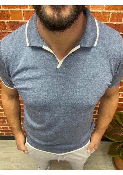 Mavi Polo Yaka Trikot-Shirt modelleri