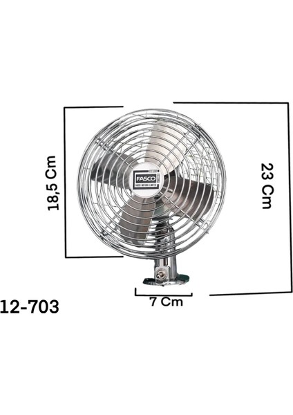 Fasco Araba Fanı Vantilatör Pervane 12VOLT ve 24 Volt Nikel 18 cm Made In Canada