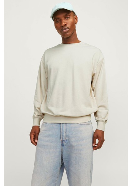 Jjecharge Sweat Crew Neck Bej Erkek Sweatshirt