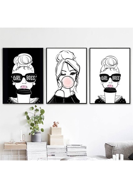 Patron Kız 3 Lü Duvar Posteri - Çerçevesiz