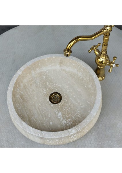 Traverten İçe Eğimli Lavabo