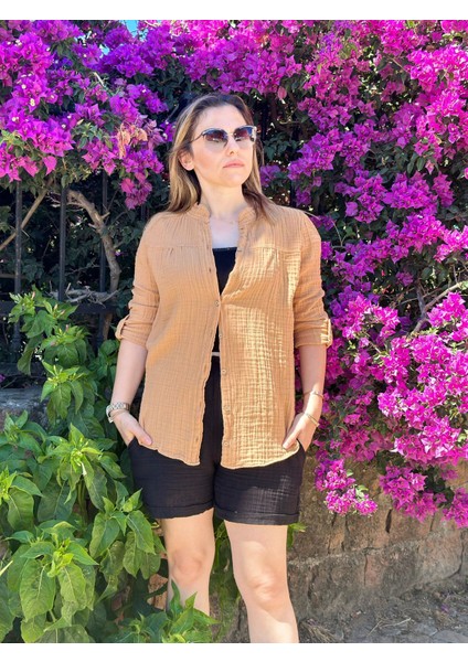 Müslin Kiremit Kadın Tunik Gömlek fırsatları