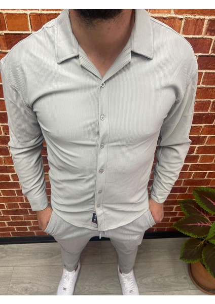 Gri Fitilli Gömlek modelleri