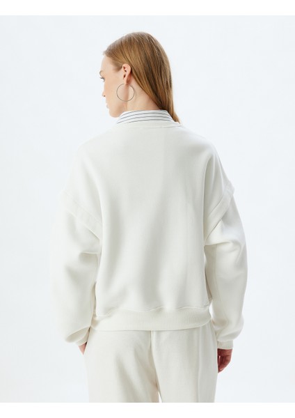 Basic Oversize Sweatshirt Uzun Kollu Bisiklet Yaka Dikiş Detaylı fırsatları