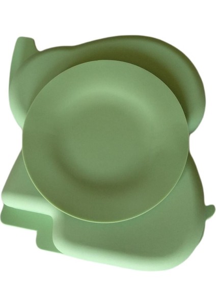 Silikon Beslenme Seti, Silikon Vakumlu Mama Tabağı, Silikon Kasesi, Çatal-kaşık / Yeşil modelleri