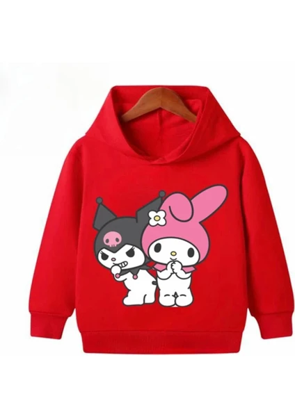 Punıx Kids Çılgın Kuromiler Baskılı Özel Üretim Kapüşonlu Kız Çocuk Kışlık Trend Sweatshirt