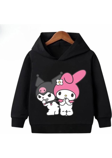 Punıx Kids Çılgın Kuromiler Baskılı Kapüşonlu Özel Üretim Şardonlu Kız Çocuk Sweatshirt