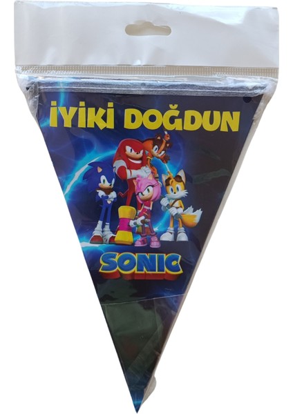 Sonic Iyi Ki Doğdun Kaligrafi Banner ve Iyi Ki Doğdun Üçgen Flama