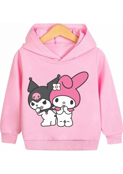 Punıx Kids Çılgın Kuromiler Baskılı Kapüşonlu Özel Üretim Şardonlu Kız Çocuk Sweatshirt