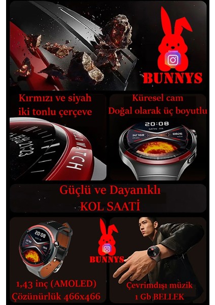Huawei Uyumlu Akıllı Saat Erkekler Için Konuşma Özellikli Metal Kordon Hediyeli