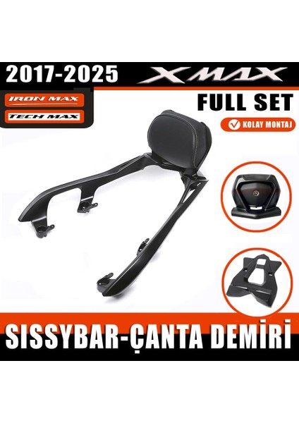 Xmax Ironmax Techmax 250/300 2018-2025 Sissybar-Çanta Demiri Seti 3 Lü Set